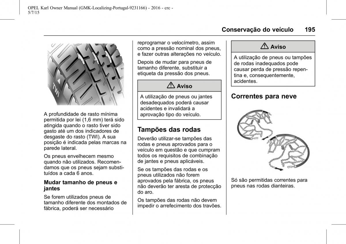 Opel Karl manual del propietario / page 196