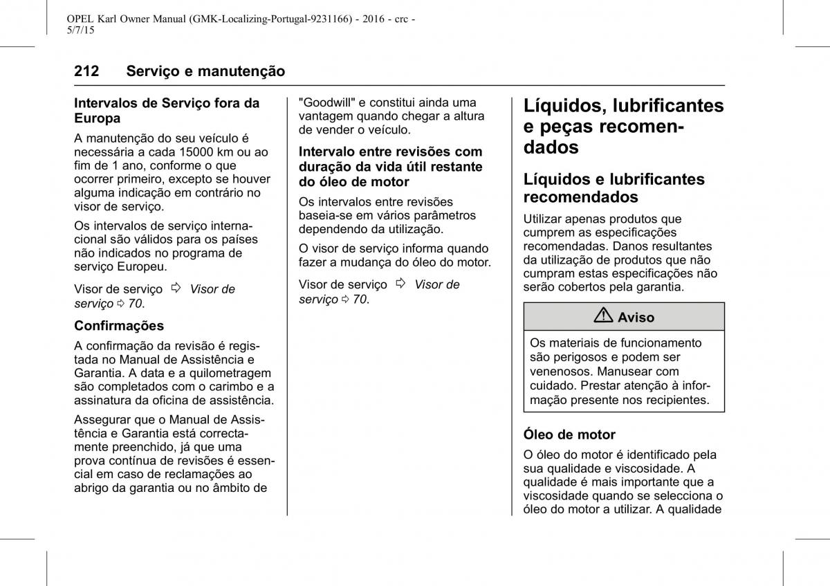 Opel Karl manual del propietario / page 213