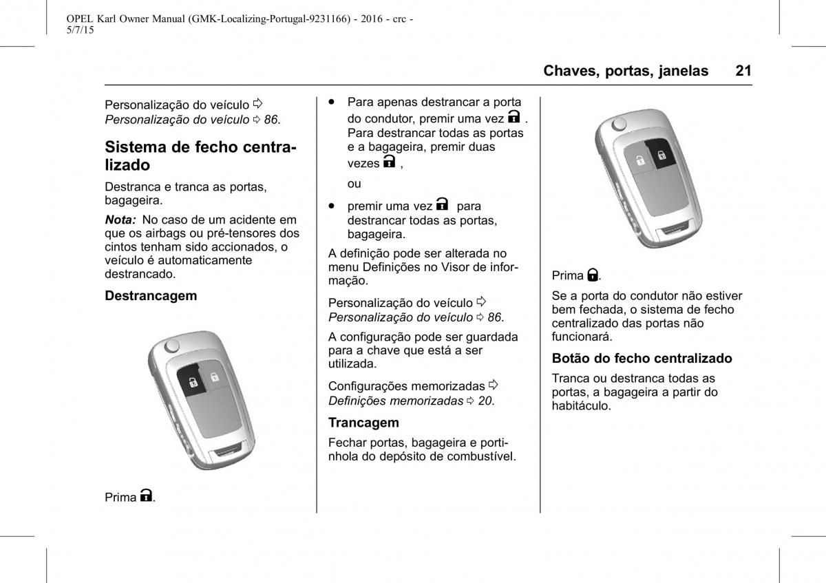 Opel Karl manual del propietario / page 22