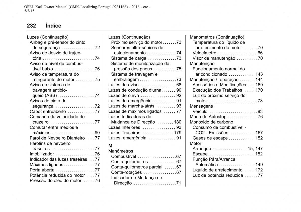 Opel Karl manual del propietario / page 233