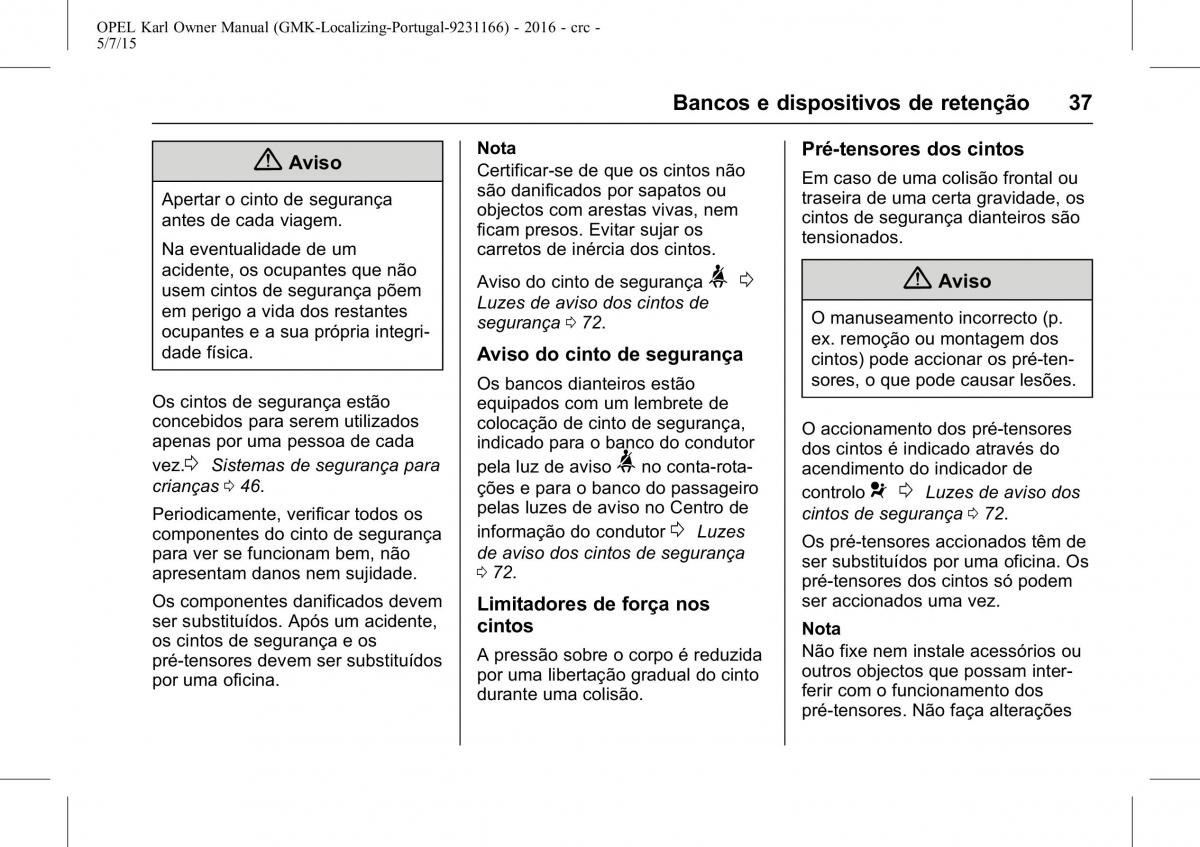 Opel Karl manual del propietario / page 38