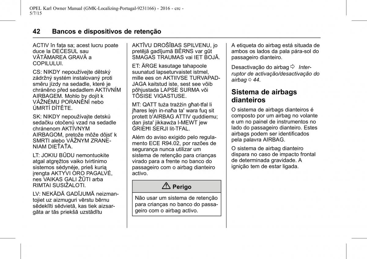 Opel Karl manual del propietario / page 43
