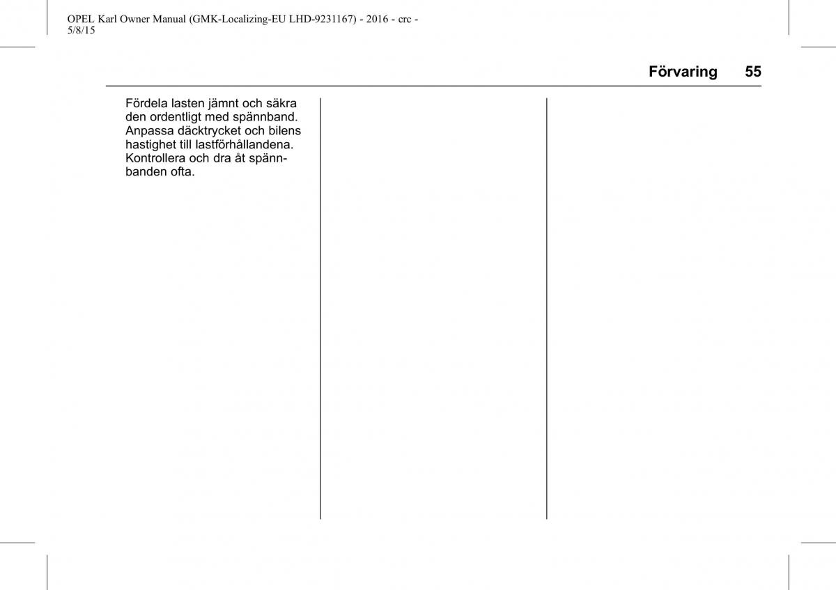 Opel Karl instruktionsbok / page 56