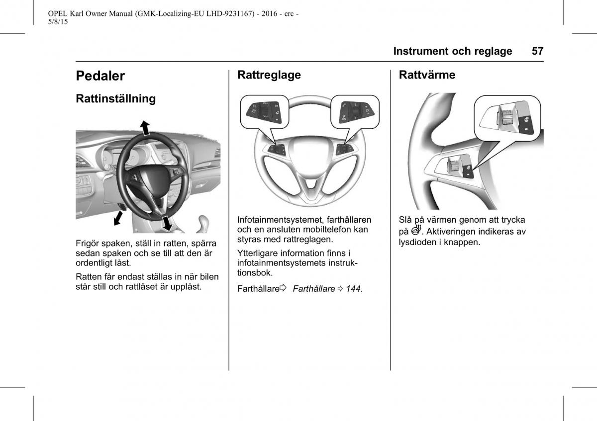 Opel Karl instruktionsbok / page 58