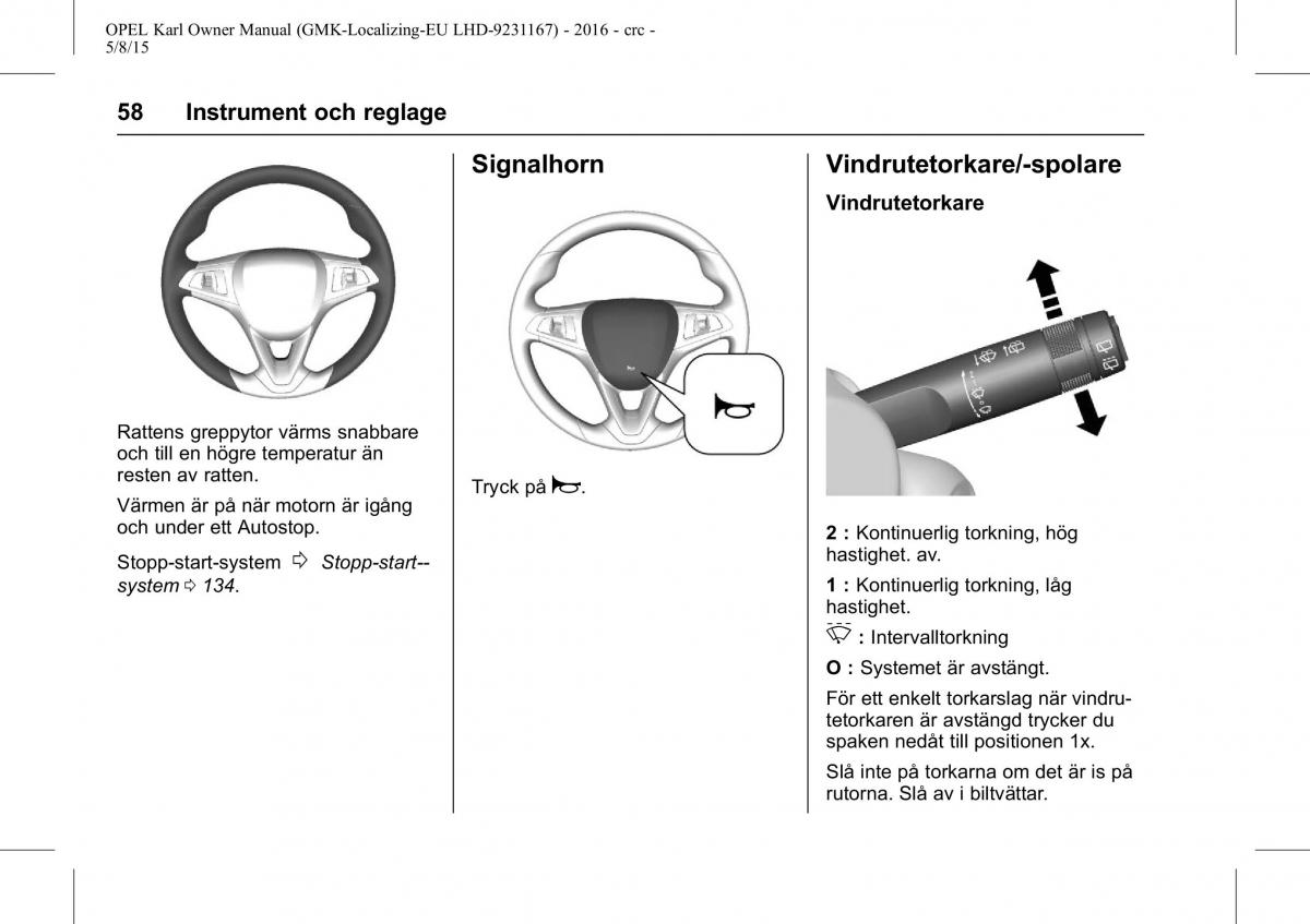 Opel Karl instruktionsbok / page 59