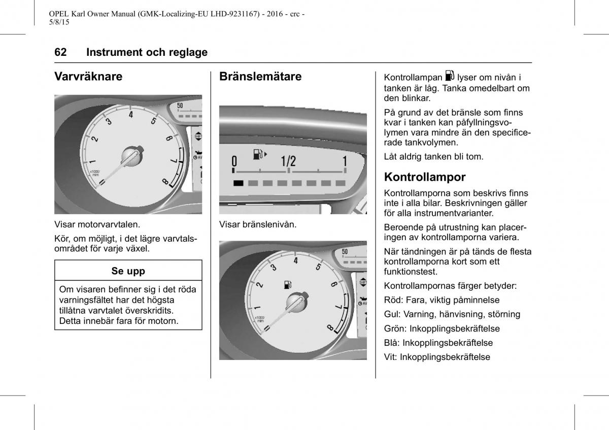 Opel Karl instruktionsbok / page 63