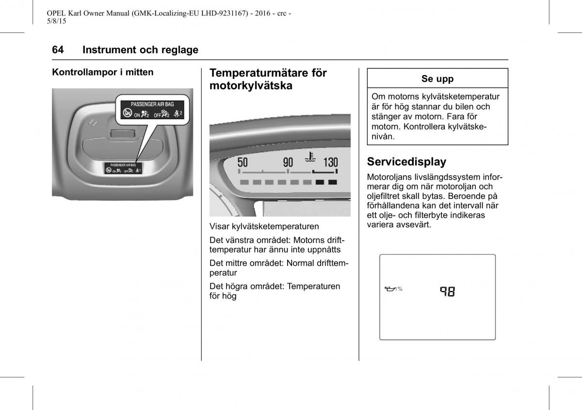 Opel Karl instruktionsbok / page 65