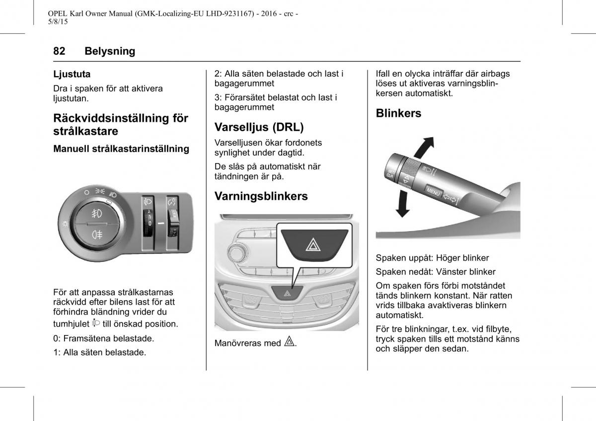 Opel Karl instruktionsbok / page 83