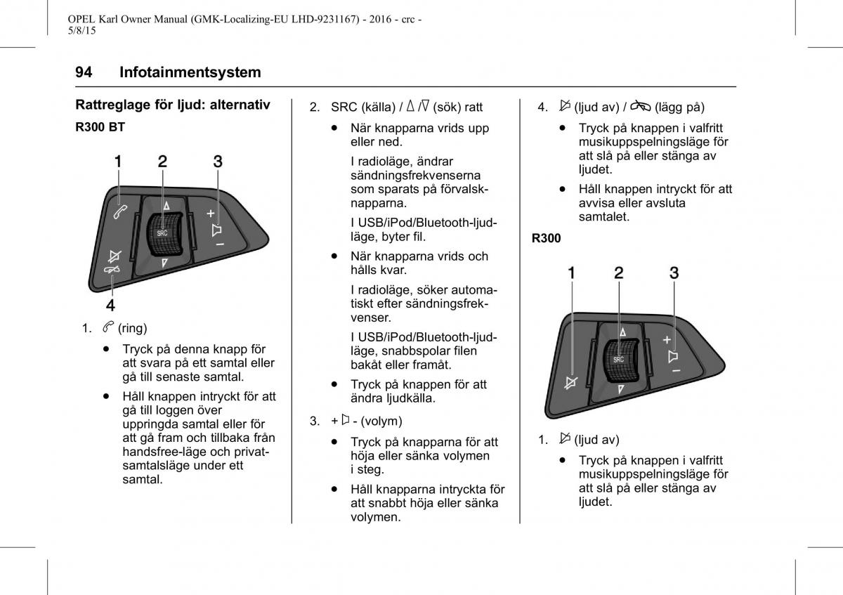 Opel Karl instruktionsbok / page 95