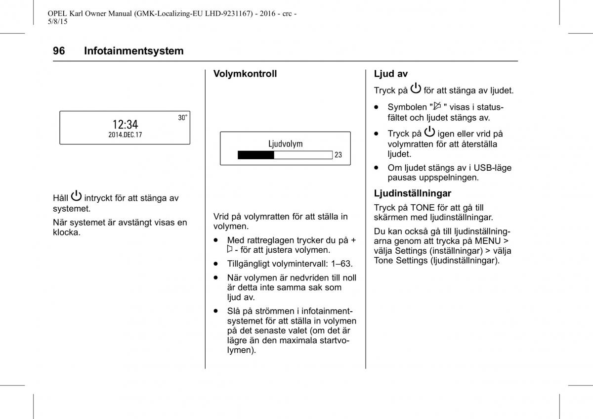 Opel Karl instruktionsbok / page 97