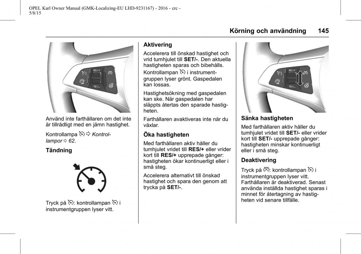 Opel Karl instruktionsbok / page 146