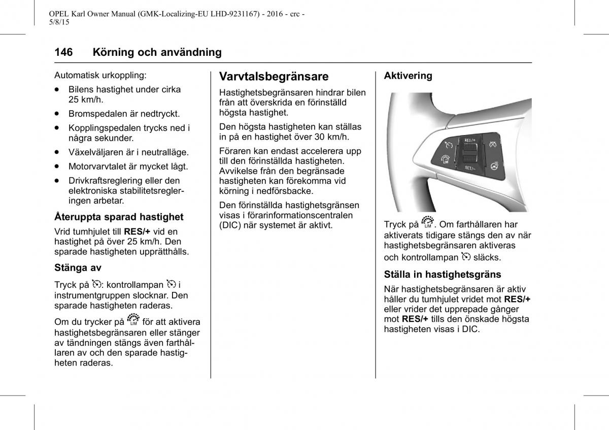 Opel Karl instruktionsbok / page 147