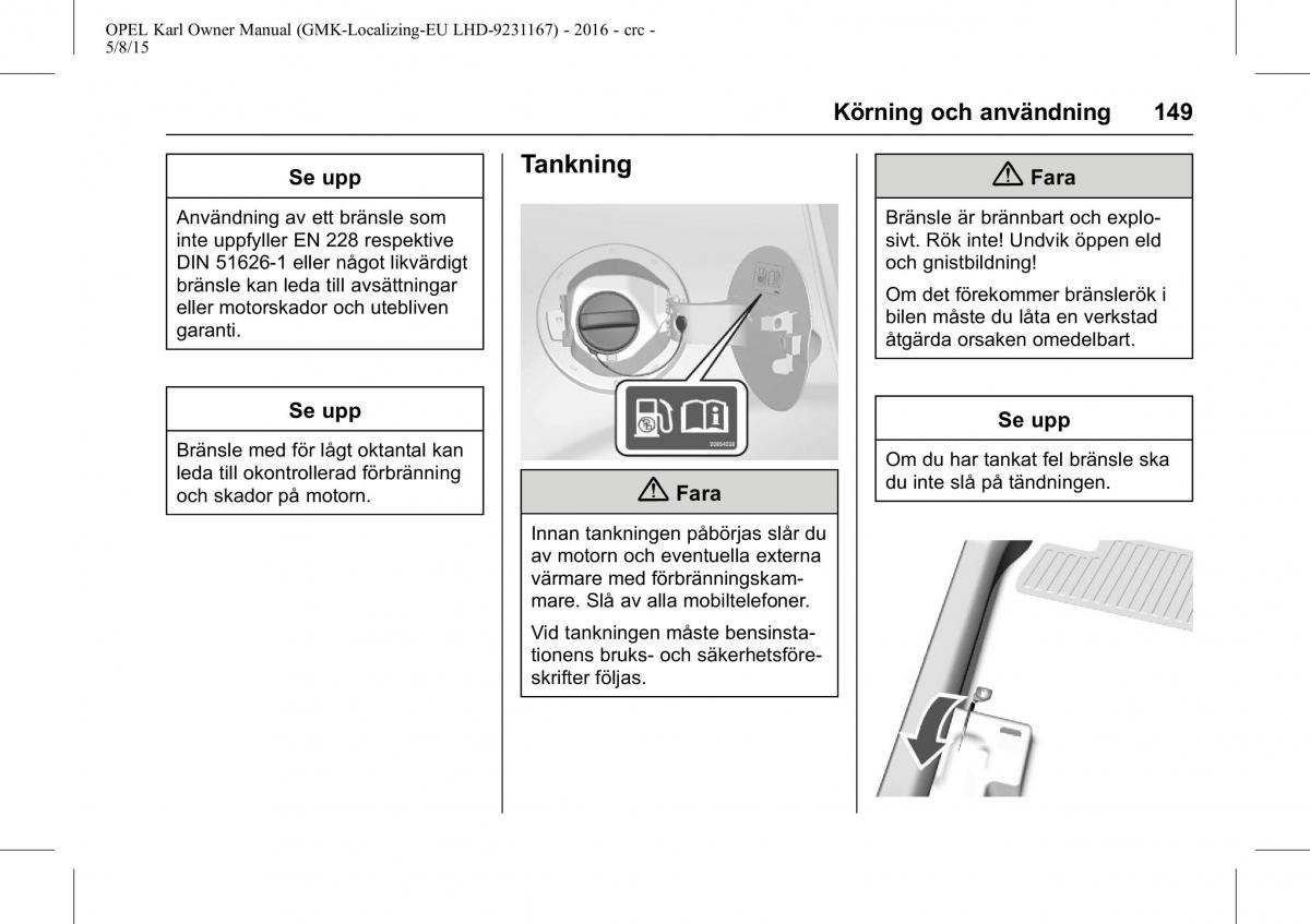 Opel Karl instruktionsbok / page 150