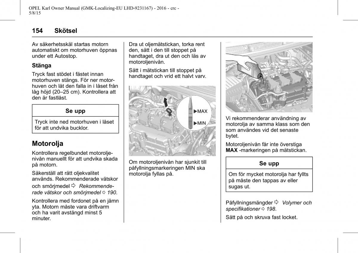 Opel Karl instruktionsbok / page 155