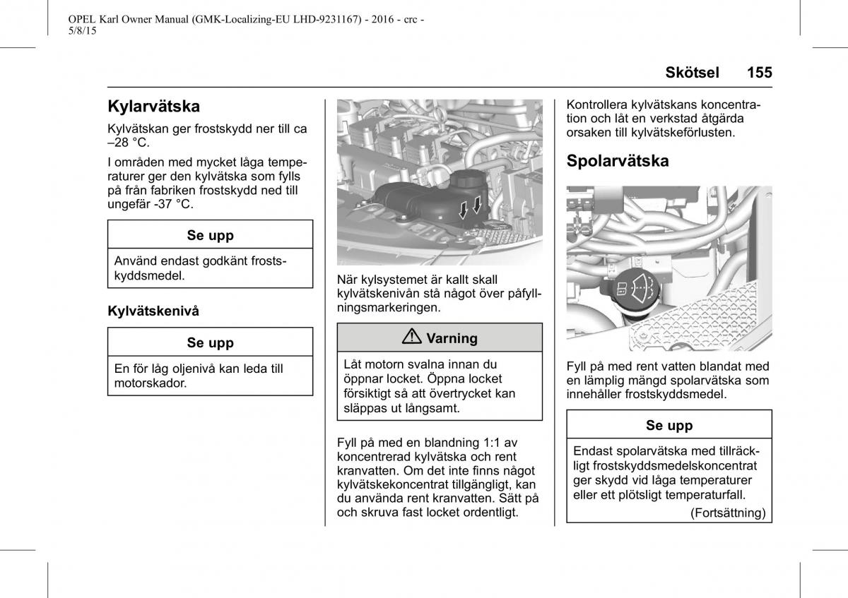 Opel Karl instruktionsbok / page 156