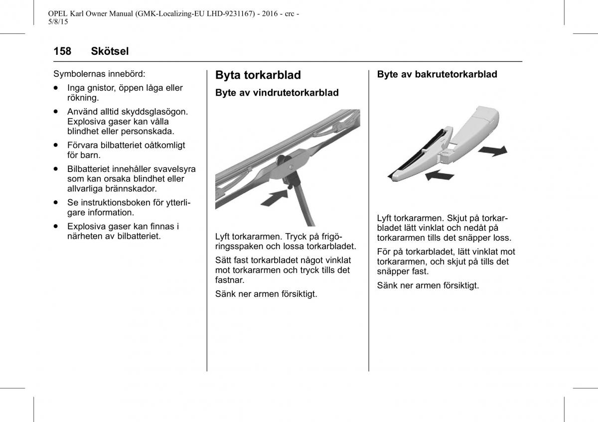 Opel Karl instruktionsbok / page 159