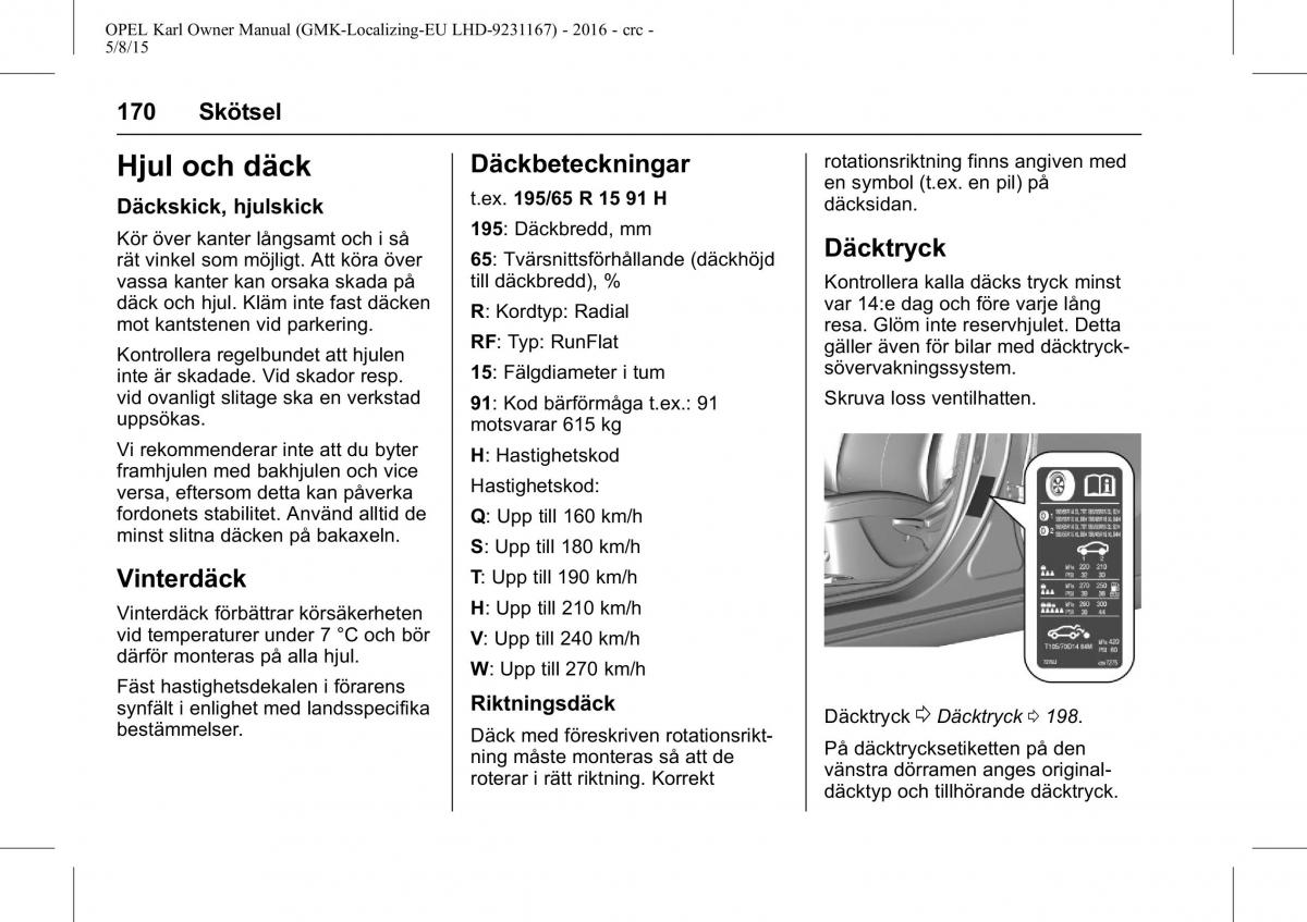 Opel Karl instruktionsbok / page 171