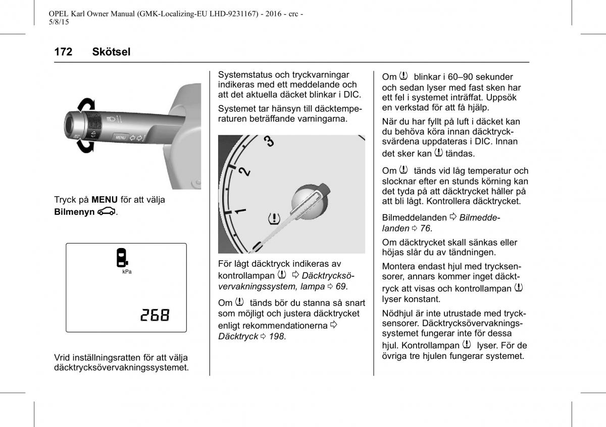 Opel Karl instruktionsbok / page 173