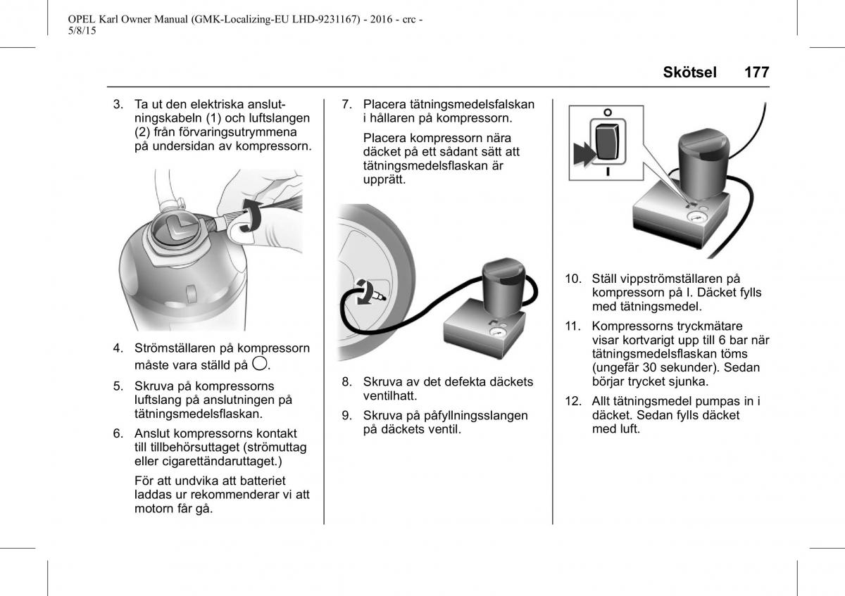 Opel Karl instruktionsbok / page 178