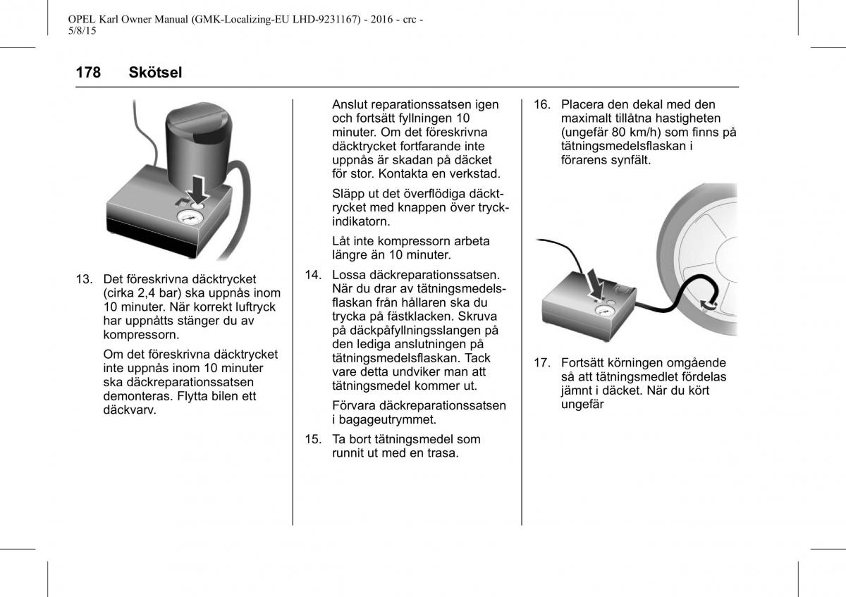 Opel Karl instruktionsbok / page 179