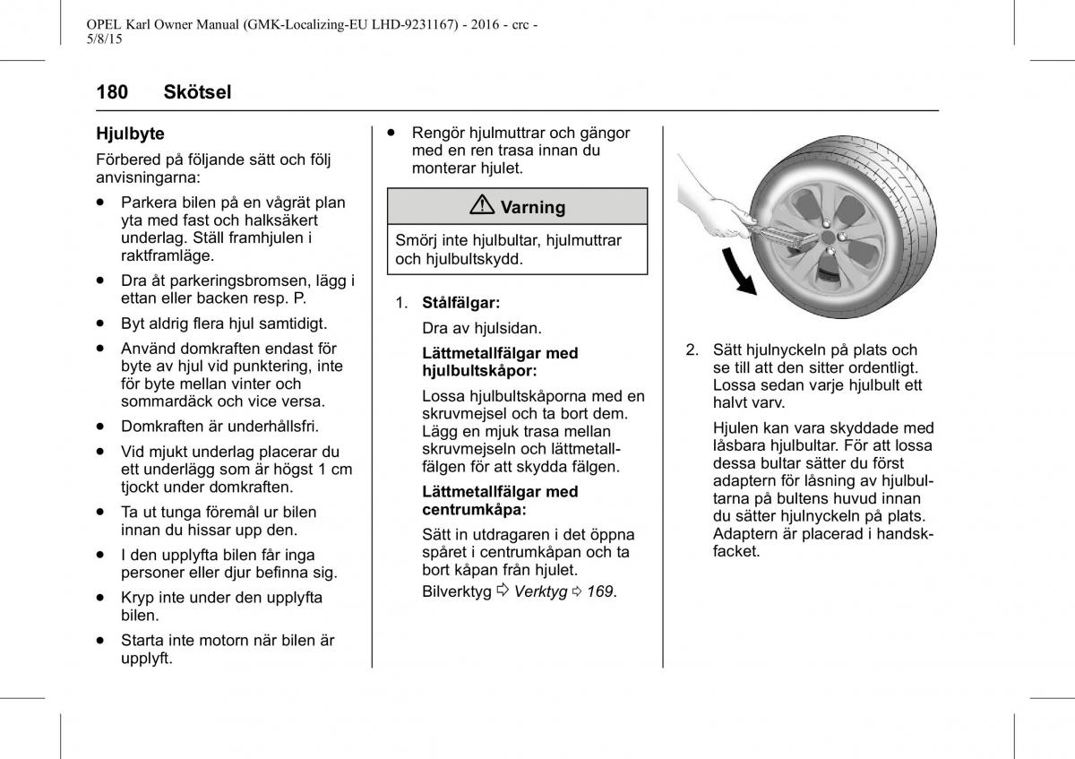 Opel Karl instruktionsbok / page 181