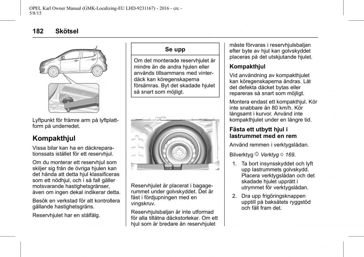 Opel Karl instruktionsbok / page 183