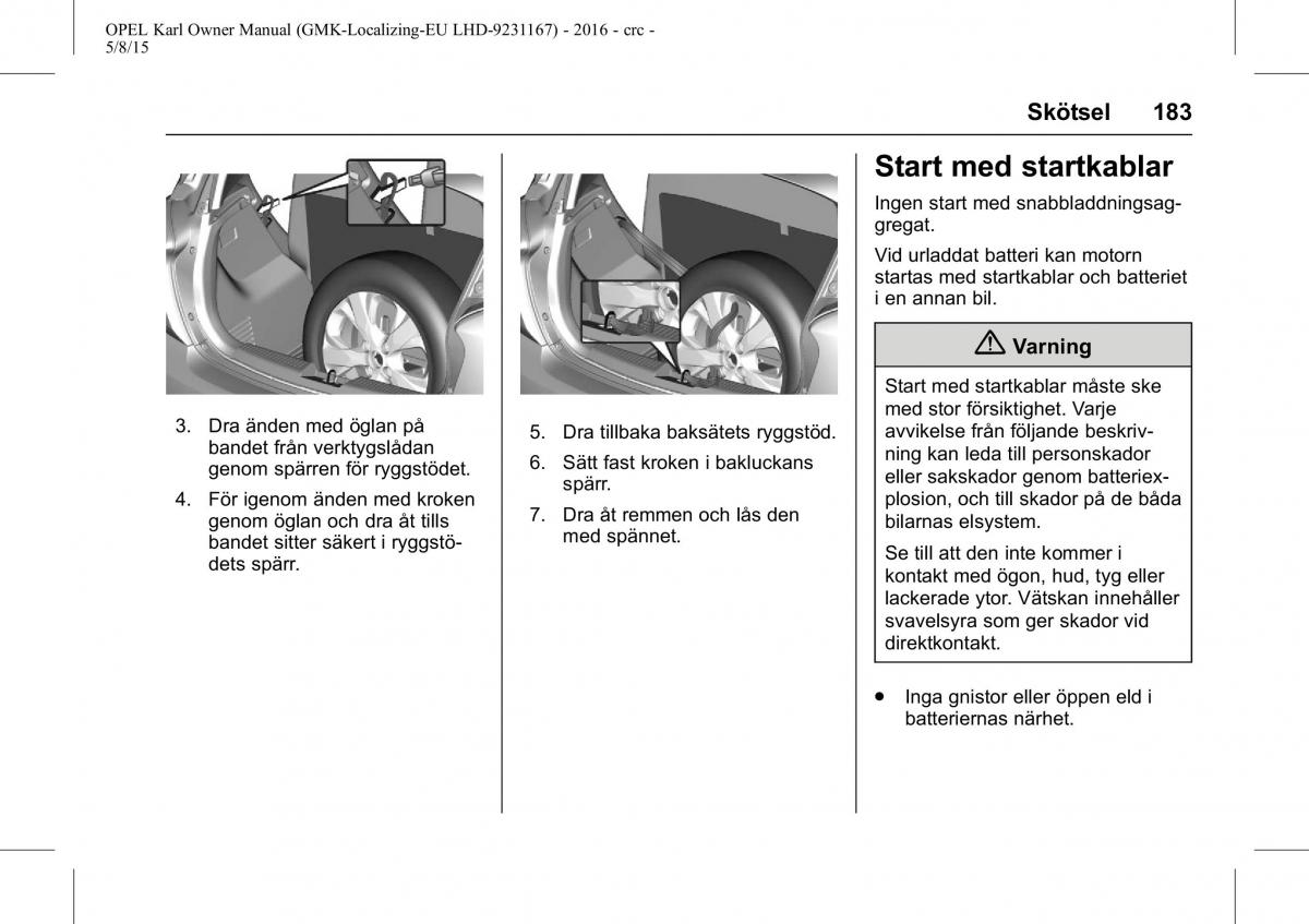 Opel Karl instruktionsbok / page 184