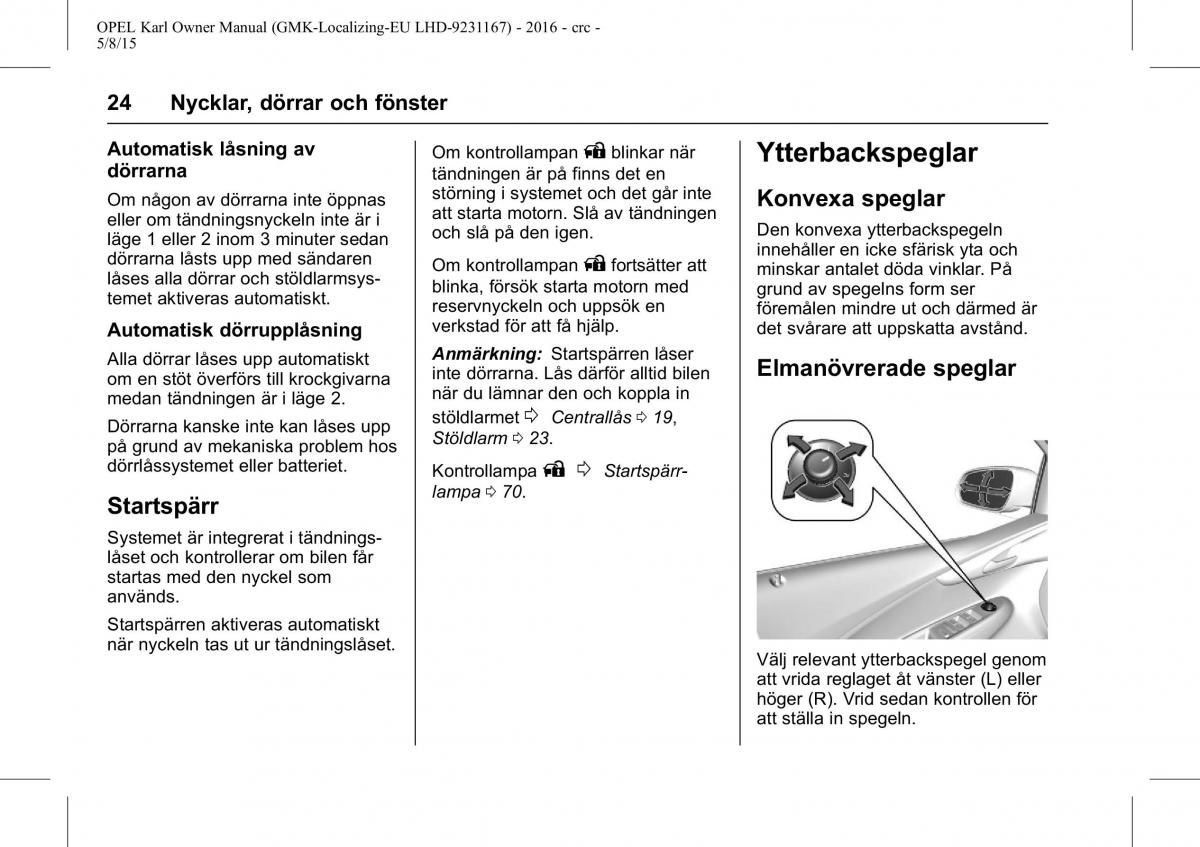 Opel Karl instruktionsbok / page 25