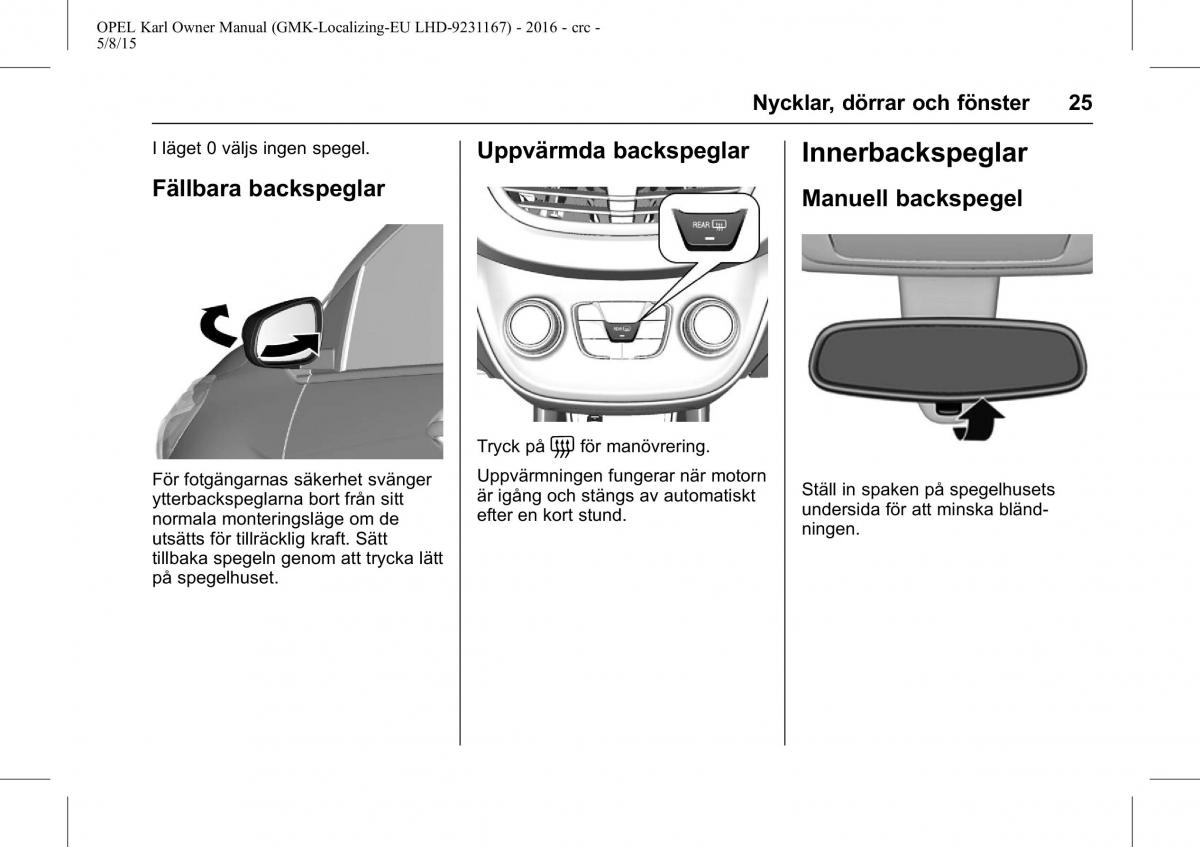 Opel Karl instruktionsbok / page 26