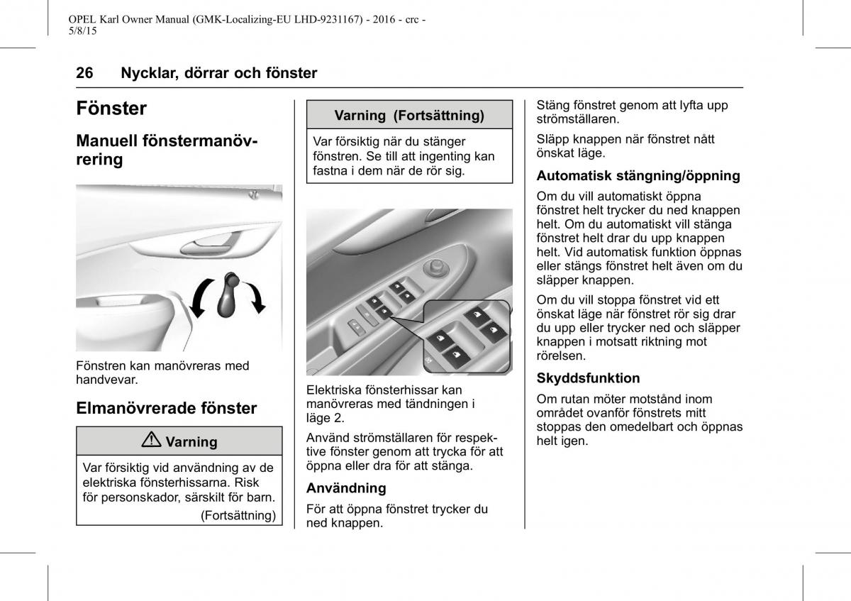 Opel Karl instruktionsbok / page 27