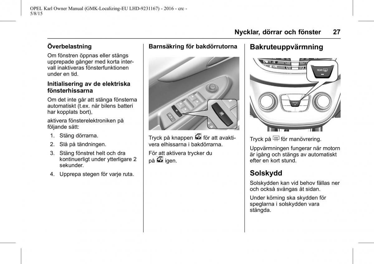 Opel Karl instruktionsbok / page 28