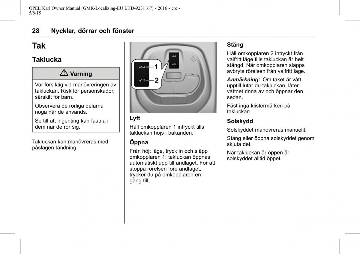 Opel Karl instruktionsbok / page 29