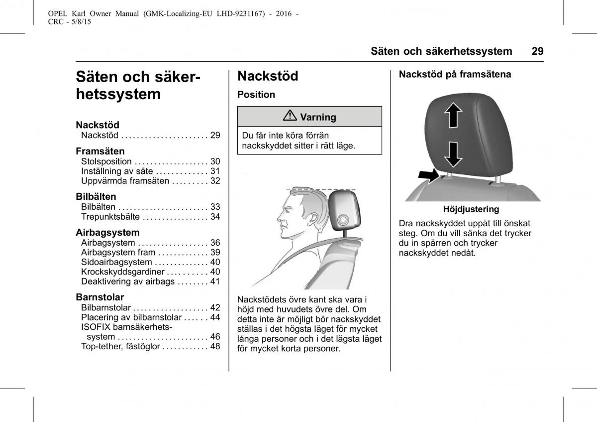 Opel Karl instruktionsbok / page 30