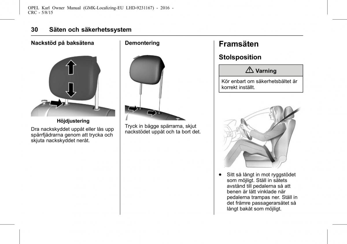 Opel Karl instruktionsbok / page 31