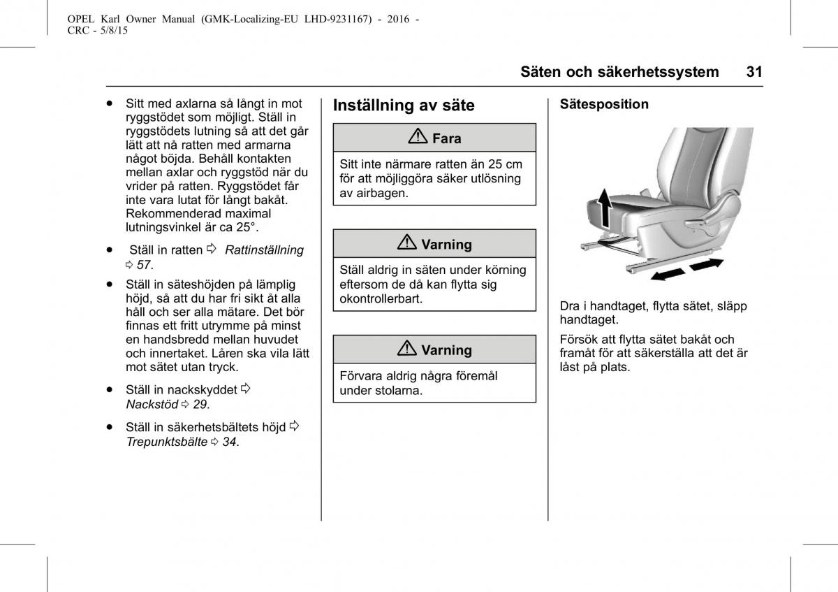 Opel Karl instruktionsbok / page 32