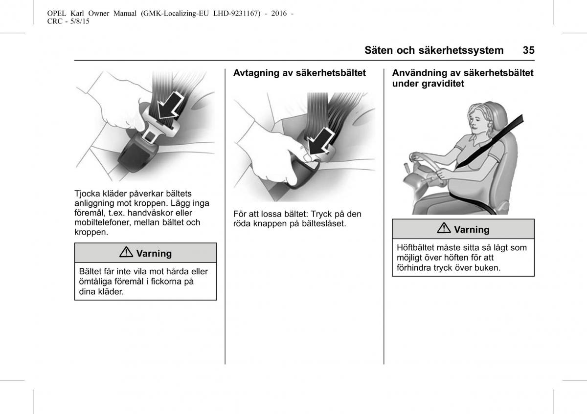 Opel Karl instruktionsbok / page 36