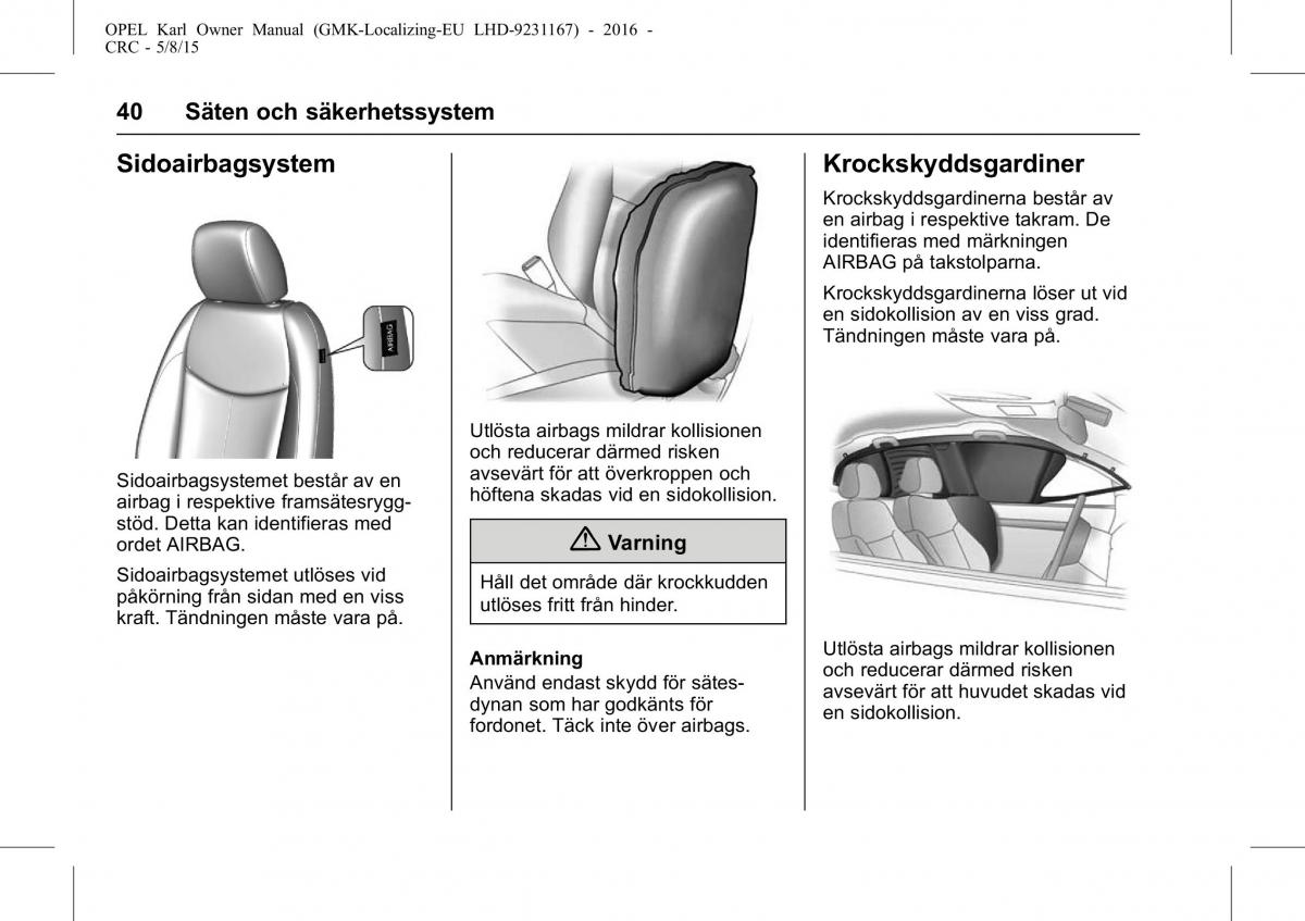 Opel Karl instruktionsbok / page 41