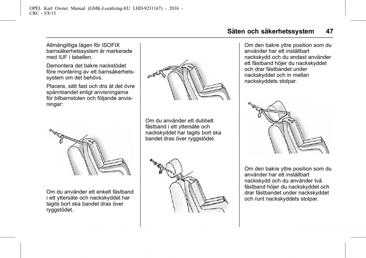 Opel Karl instruktionsbok / page 48