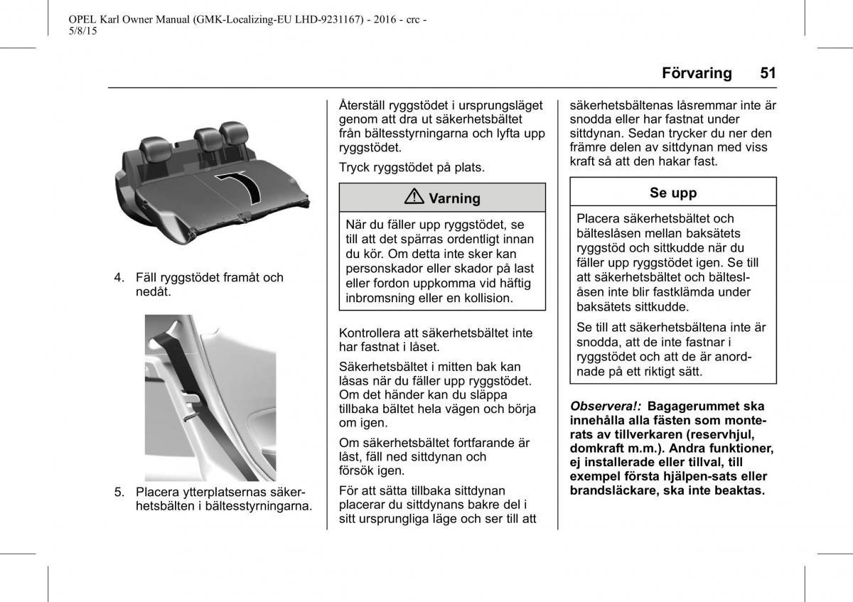 Opel Karl instruktionsbok / page 52