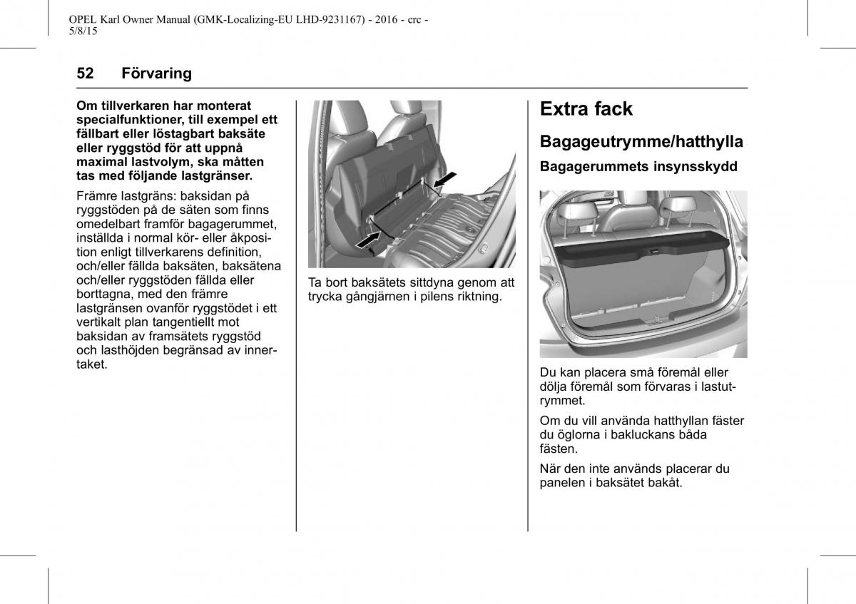 Opel Karl instruktionsbok / page 53