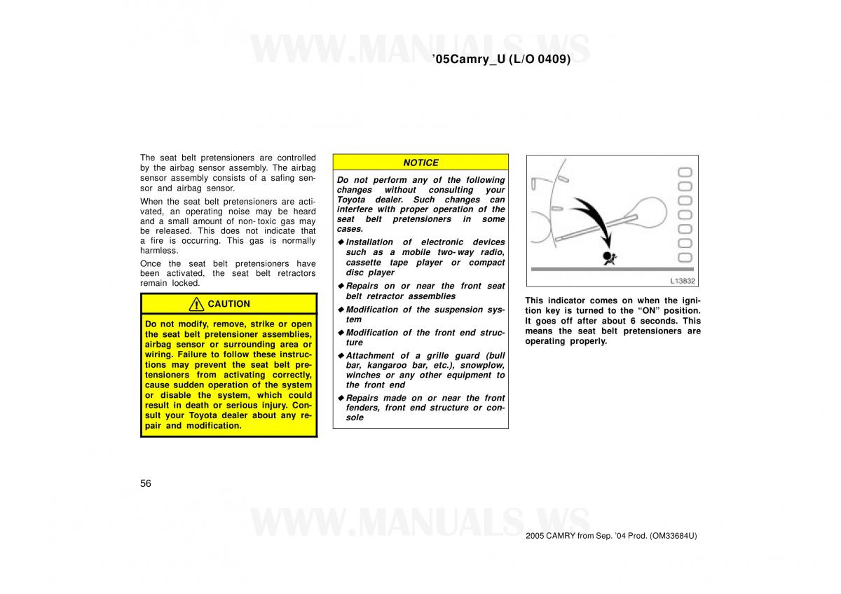 Toyota Camry VI 6 owners manual / page 56