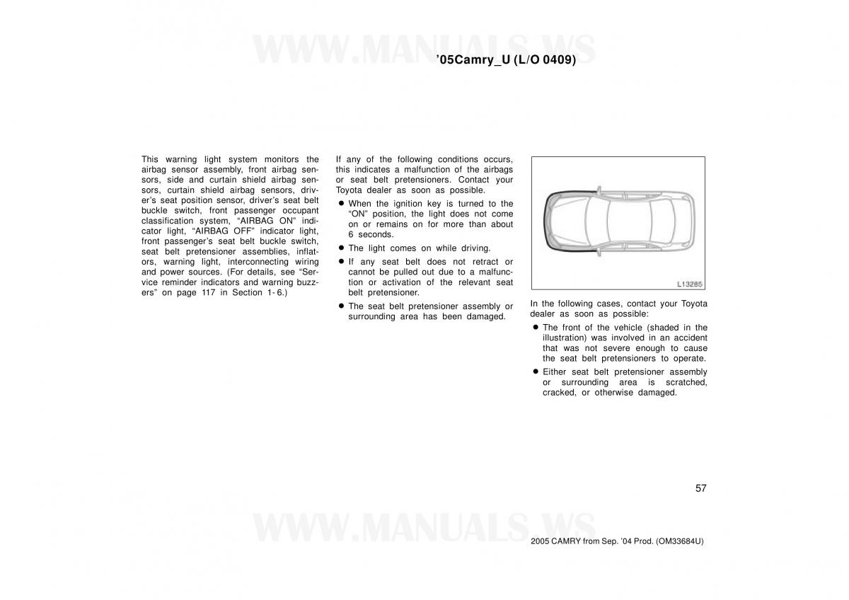 Toyota Camry VI 6 owners manual / page 57