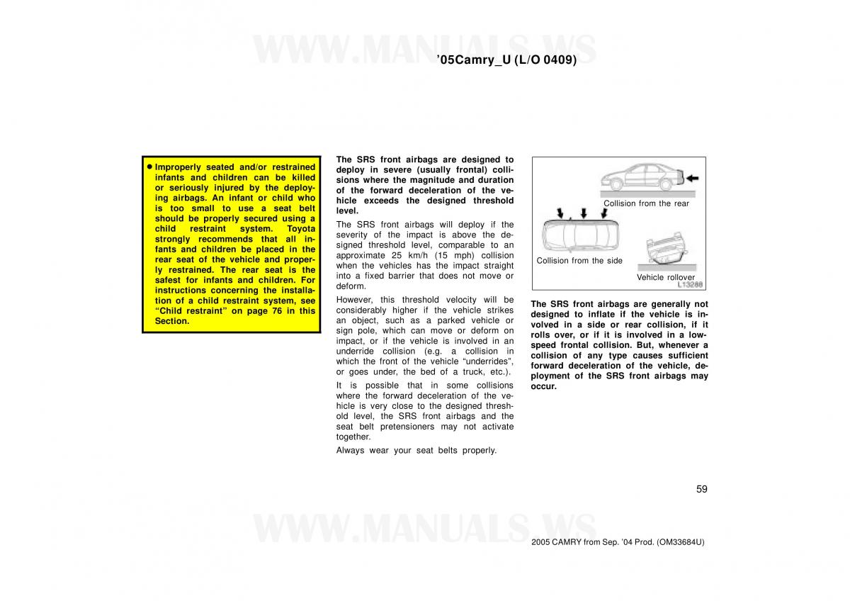 Toyota Camry VI 6 owners manual / page 59