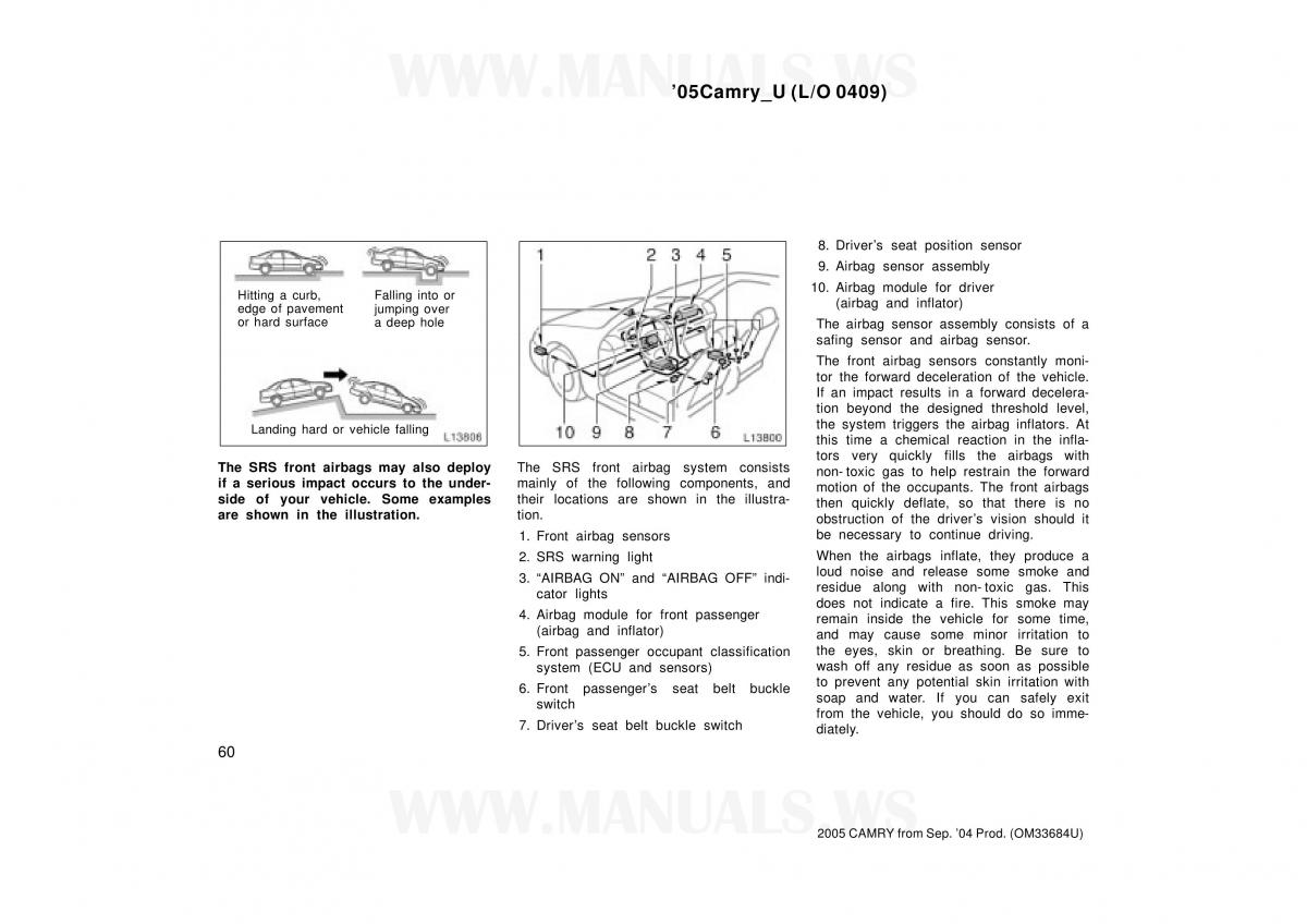 Toyota Camry VI 6 owners manual / page 60