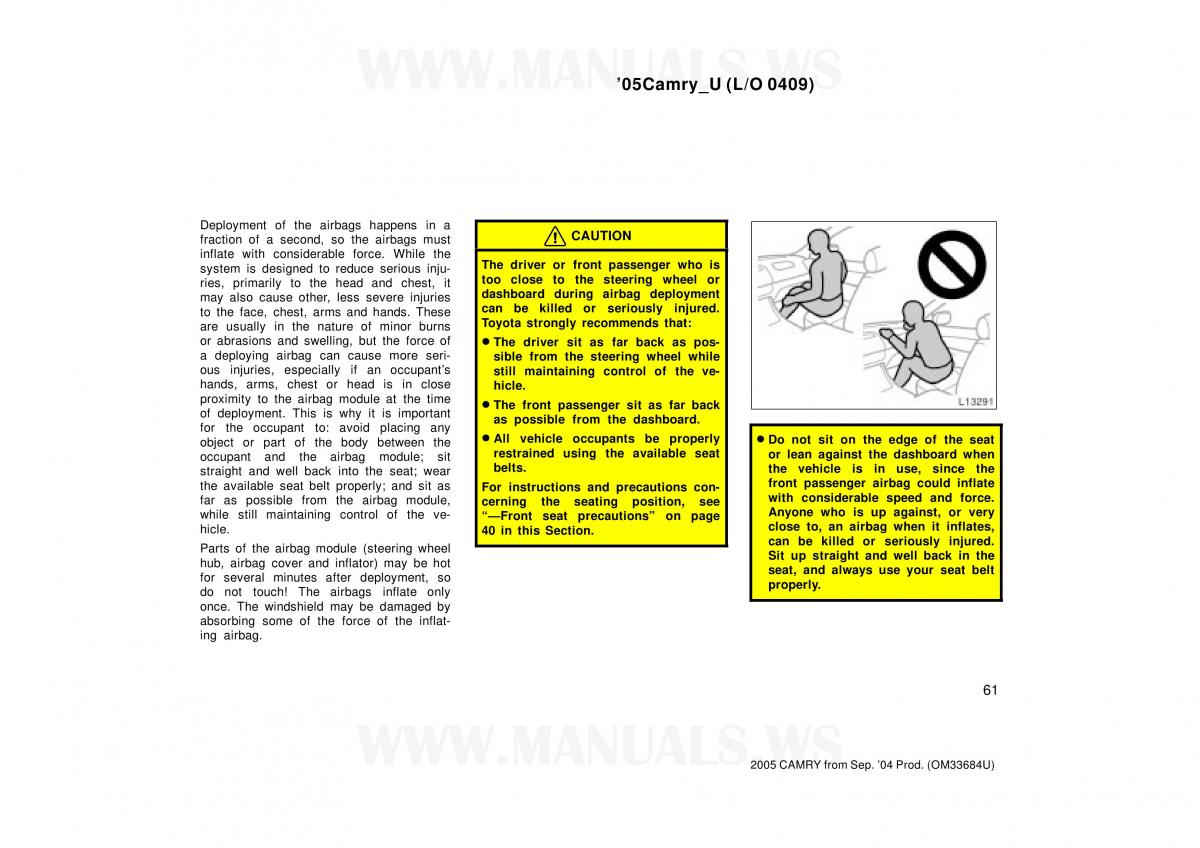 Toyota Camry VI 6 owners manual / page 61