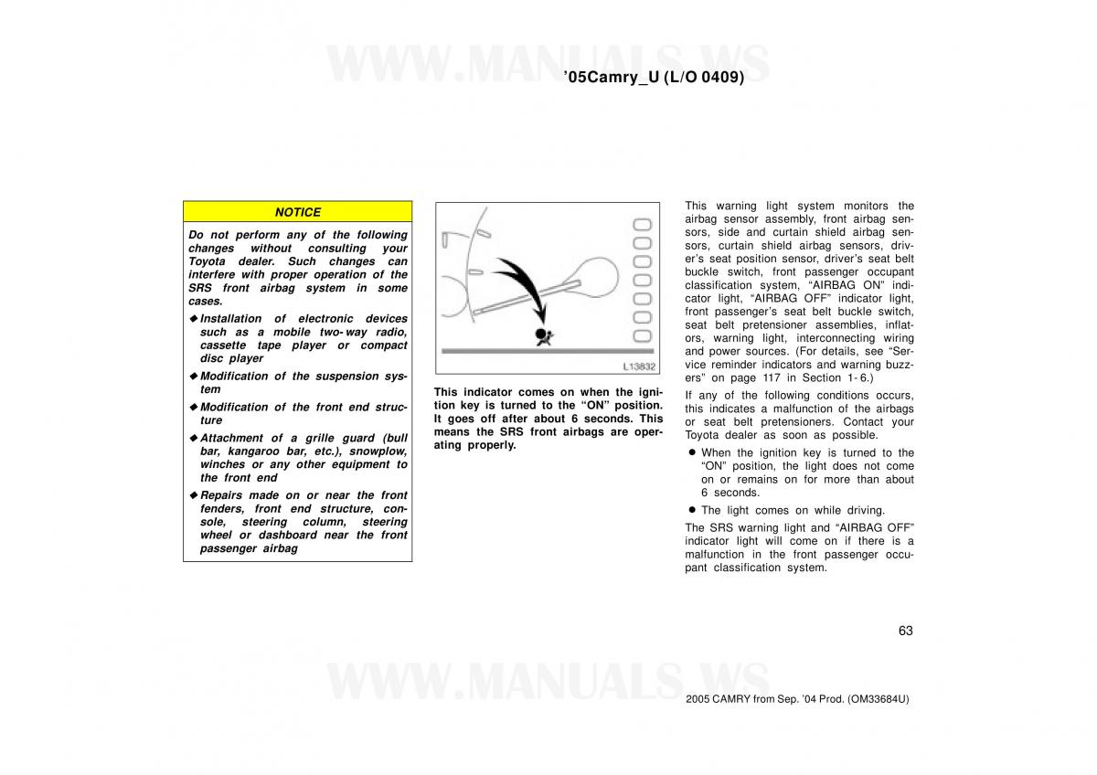 Toyota Camry VI 6 owners manual / page 63