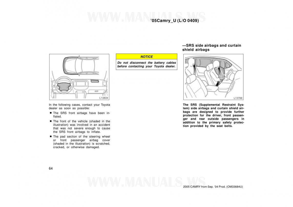 Toyota Camry VI 6 owners manual / page 64