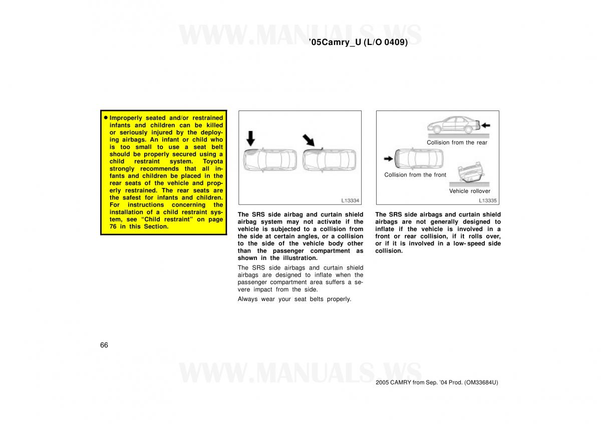 Toyota Camry VI 6 owners manual / page 66