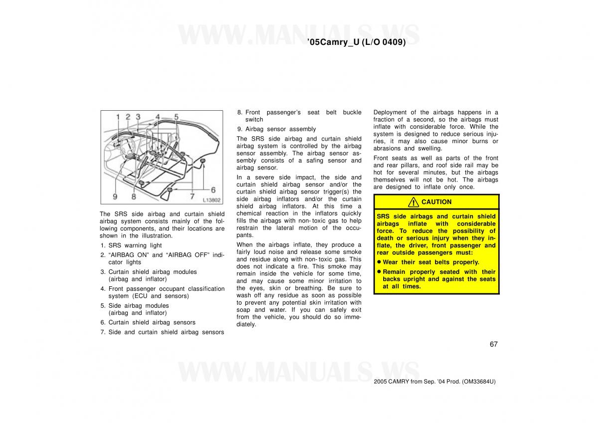 Toyota Camry VI 6 owners manual / page 67