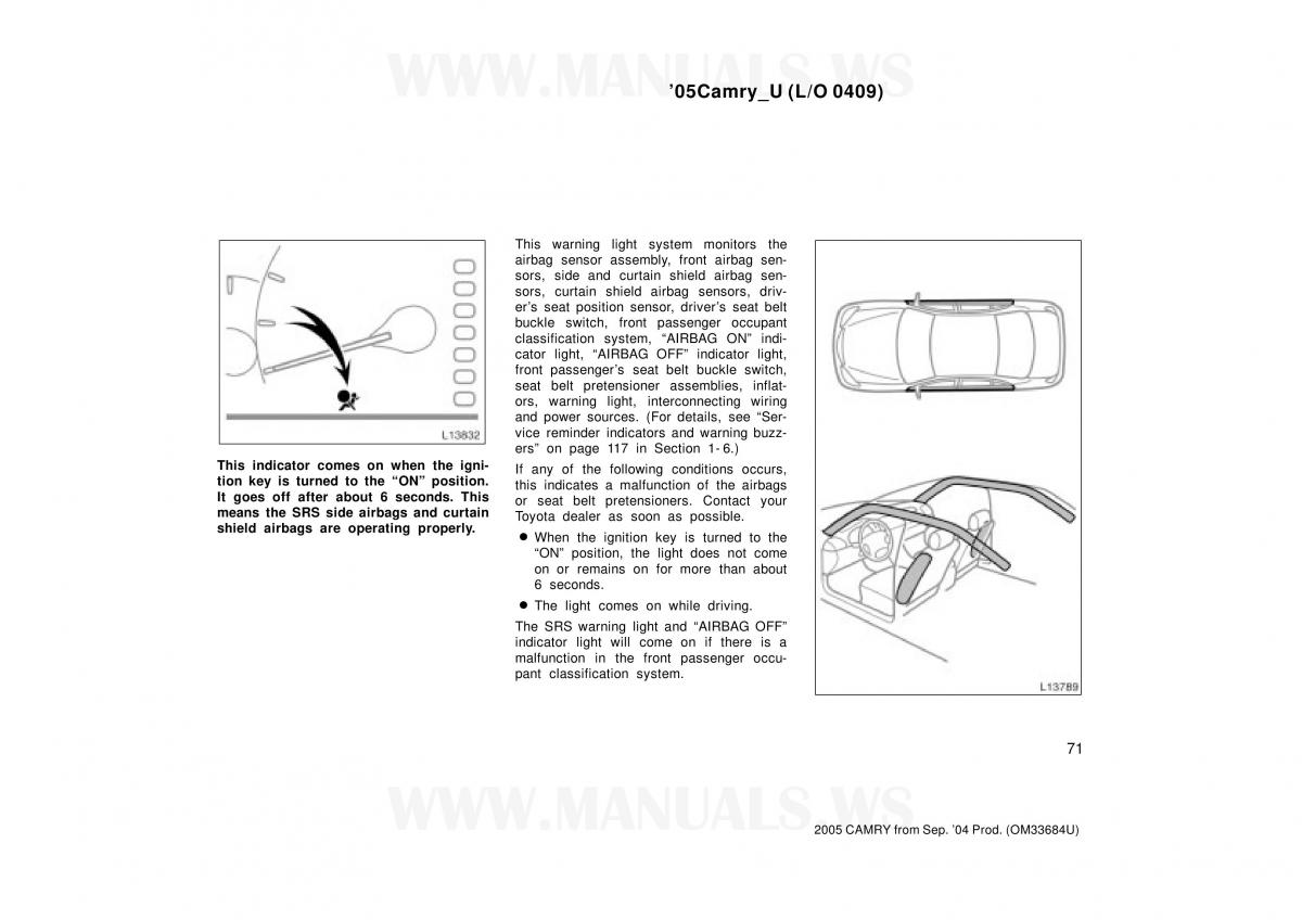 Toyota Camry VI 6 owners manual / page 71